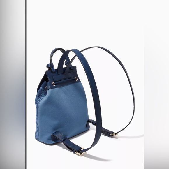 Marella/Max Mara/Blue Backpack with Leather Trim and Monogram/New with tag - Picture 4 of 4